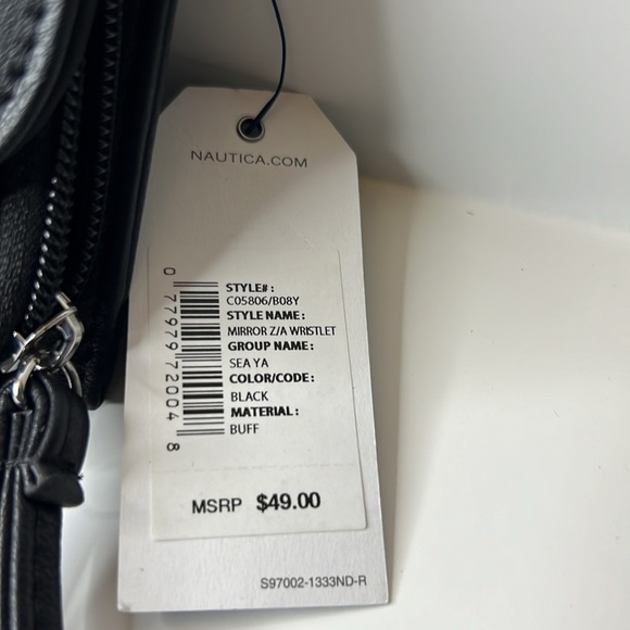 Nautica faux leather black wristlet for women. New with tags - Picture 4 of 10